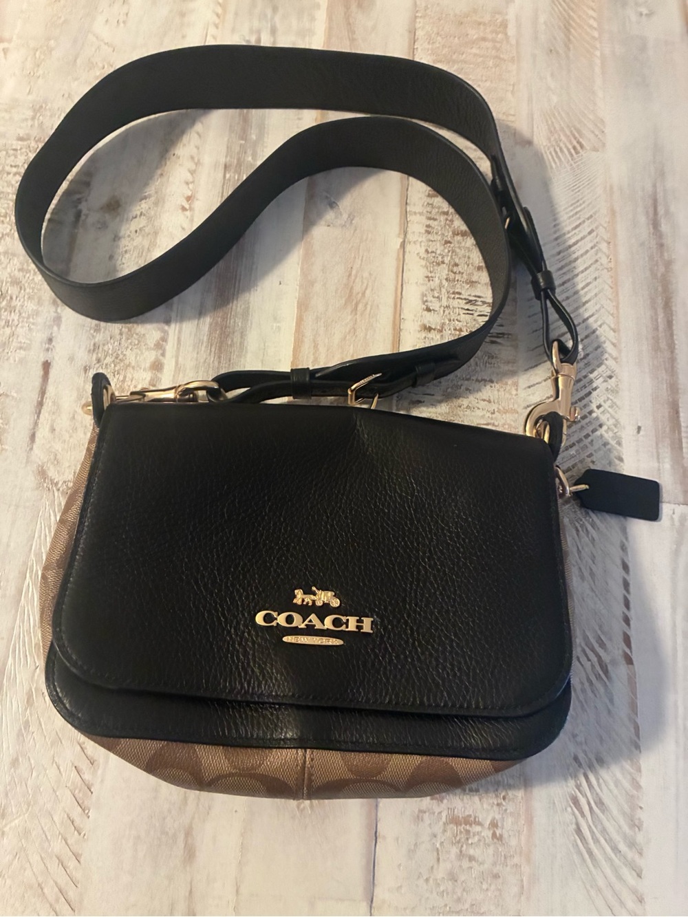 Coach Jet Messenger bag  black leather and monogrammed body NWOT